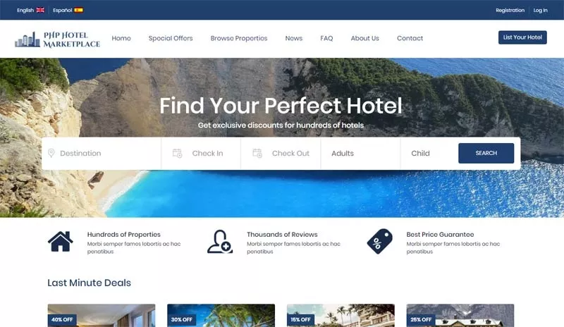 booking.com clone script, php hotel markeplace