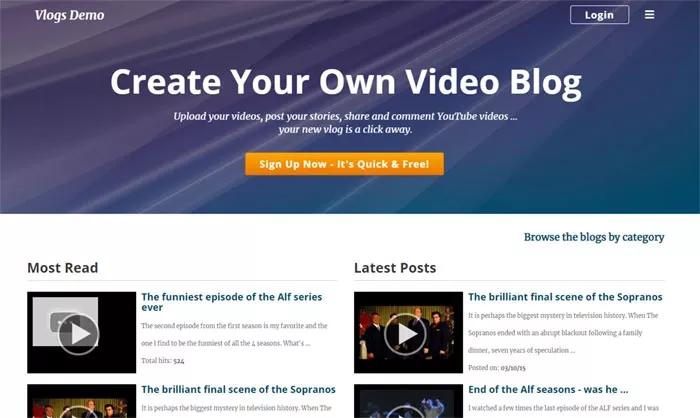 vlog portal php script